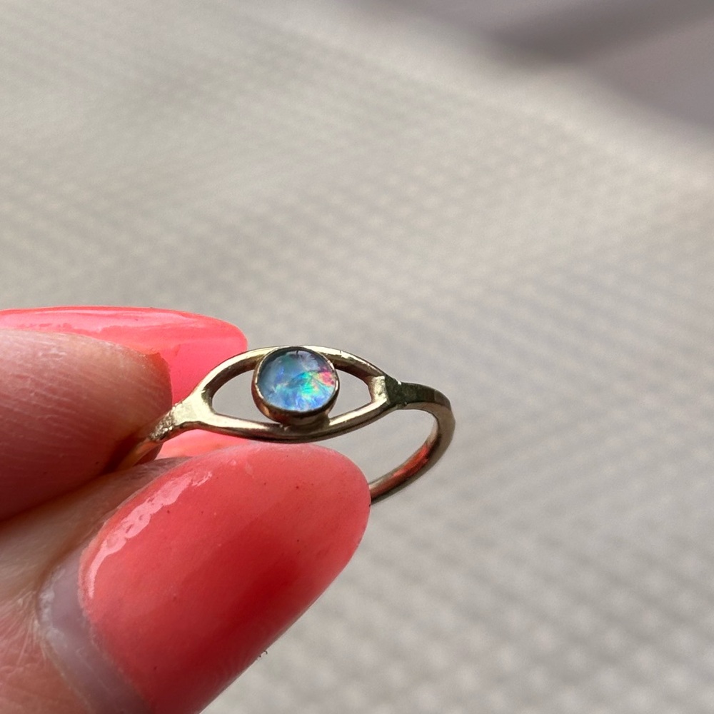 Evil eye Gold Opal Ring
